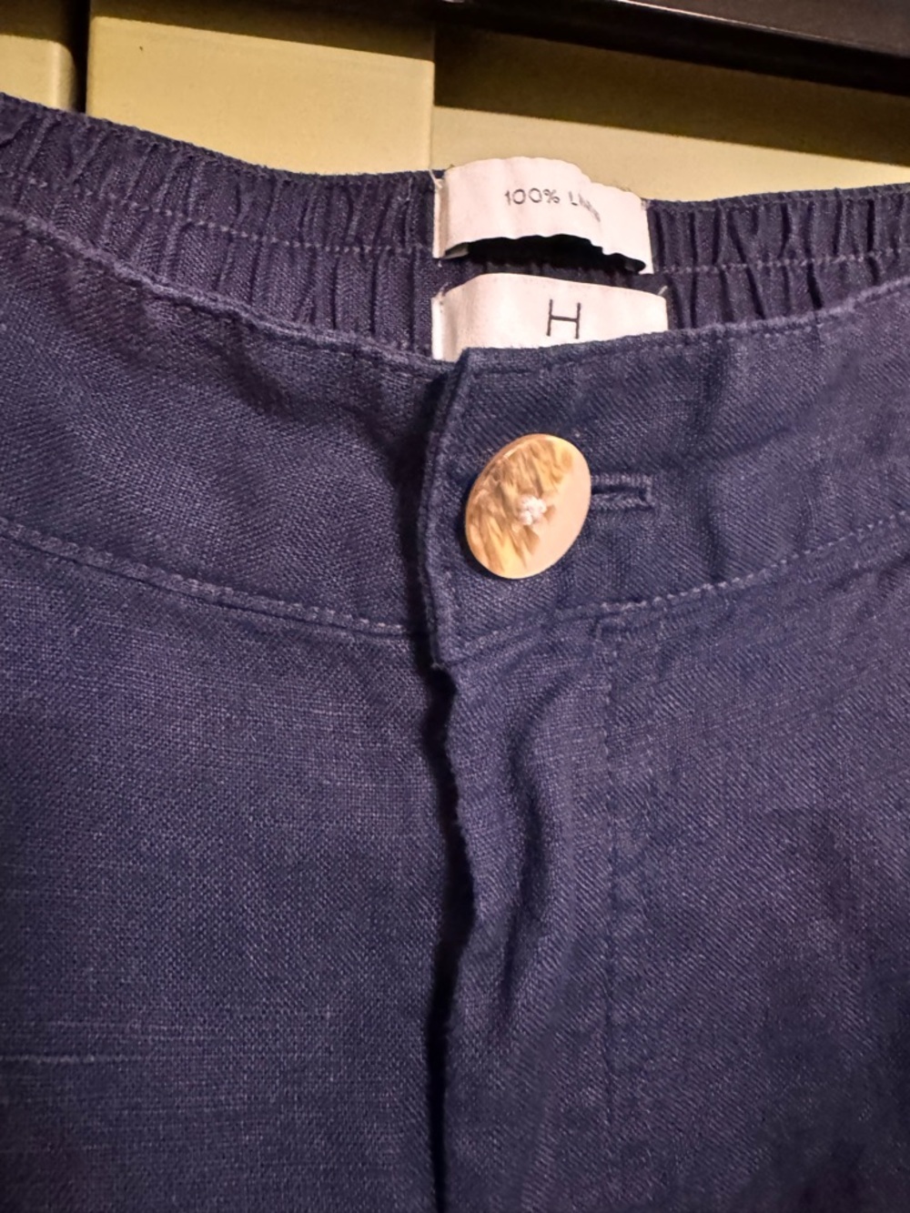 Halston Navy Linen Wide-Leg Pants - Picture 6 of 6